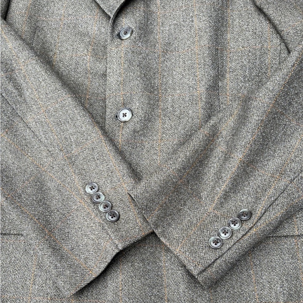 Burberry Men’s Blazer Green With Yellow Stripes 3 Buttons Size 38R - Picture 3 of 8